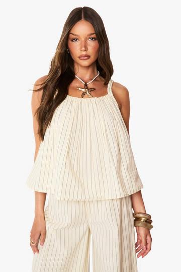 Stripe Linen Look Smock Cami ecru
