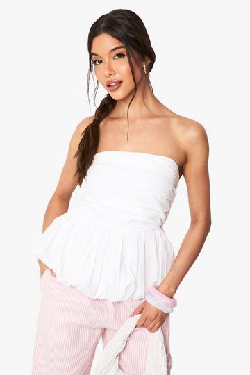 Katoenen Poplin Bandeau Top white
