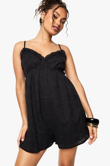 Broderie Angelaise Playsuit Met Bandjes black