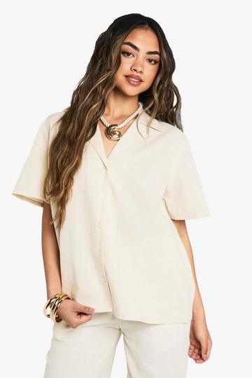 Oversized Resort Overhemd Met Korte Mouwen stone