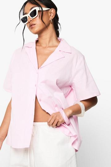 Oversized Resort Overhemd Met Korte Mouwen baby pink