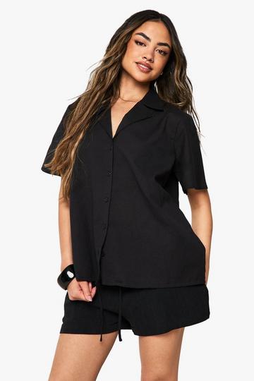 Oversized Resort Overhemd Met Korte Mouwen black