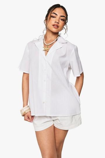 Oversized Resort Overhemd Met Korte Mouwen white