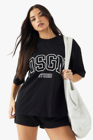 Dsgn Studio Printed Heavyweight Oversized T-Shirt black