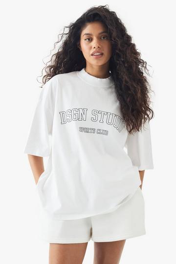 White Dsgn Studio Sports Club Heavyweight Oversized T-Shirt