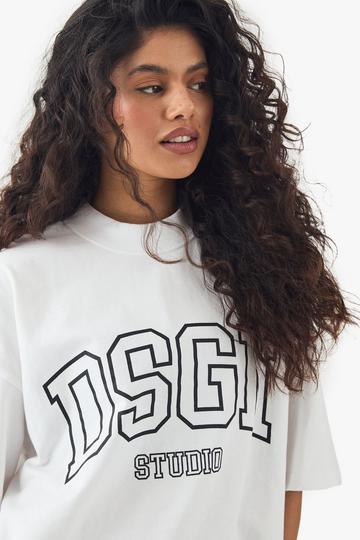 White Dsgn Studio Wardrobe Essentials Printed Heavyweight Oversized T-Shirt