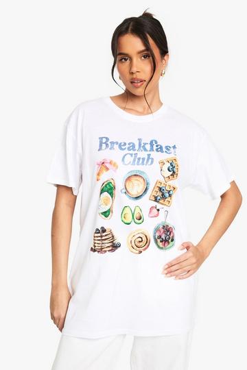 Washed Breakfast Club Oversized Printed T-shirt white