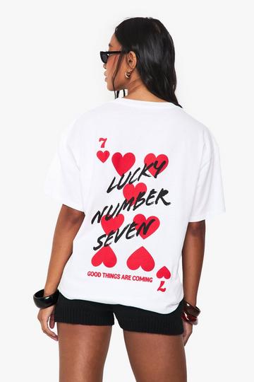 Lucky Number Seven Oversized Printed T-shirt white