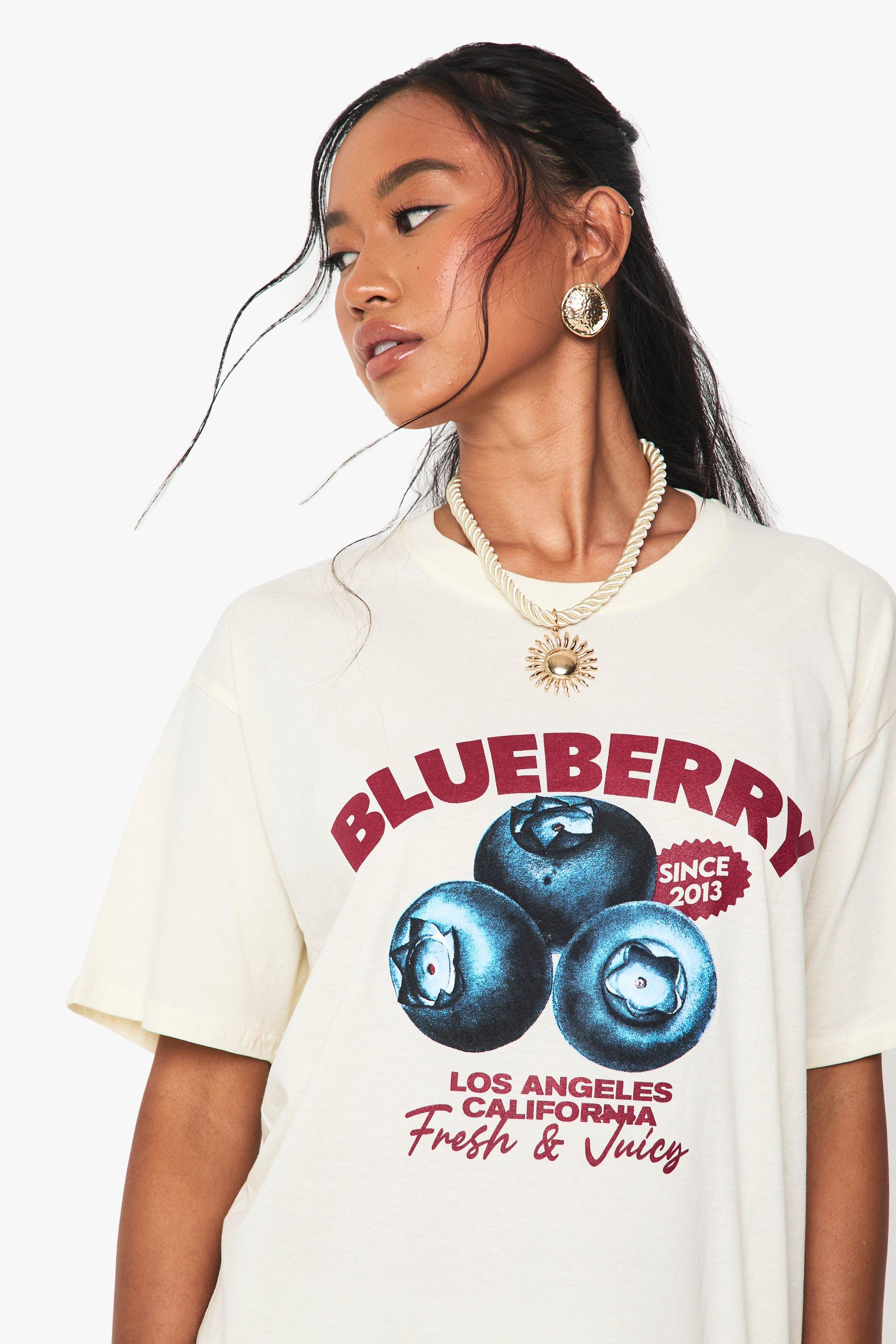 Blueberry Oversized Printed T-shirt | boohoo
