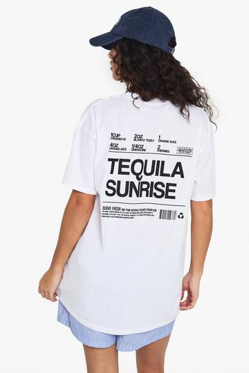 Tequila Sunrise Slogan Oversized Printed T-shirt white