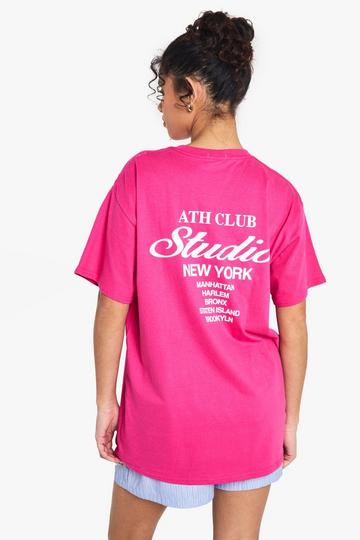 Ath Dept Studio Slogan Oversized Printed T-shirt hot pink