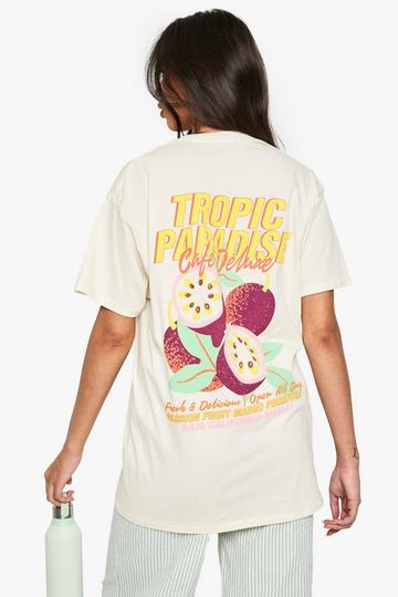 Tropical Passionfruit Oversized Printed T-shirt ecru