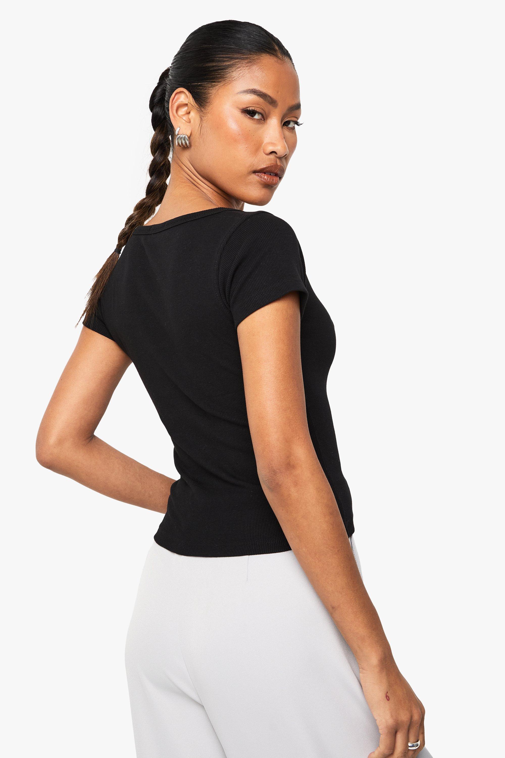 RIB SCOOP NECK SHORT SLEEVE TOP | boohoo AU RIB SCOOP NECK SHORT SLEEVE TOP | boohoo AU