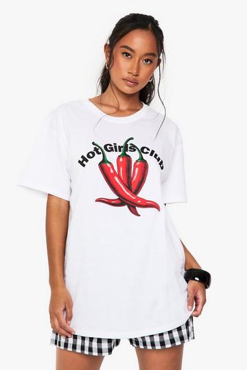 White Hot Girls Club Oversized Printed T-shirt