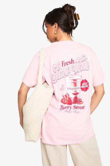 Strawberry Smoothie Oversized Printed T-shirt pink