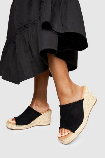 Suède Whipstitch Espadrille Sleehakken black