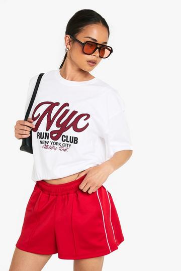 Tricot side stripe shorts red