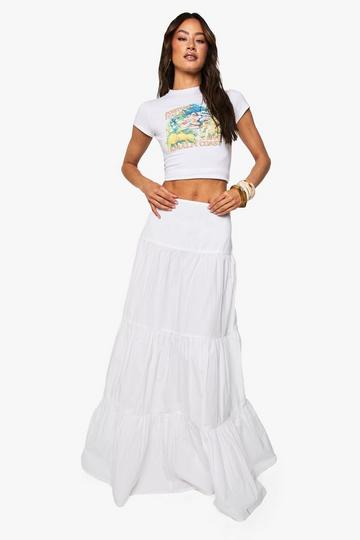 Tall Katoenen Poplin Maxi Rok Met Laagjes white