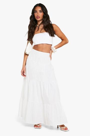 Petite Katoenen Poplin Maxi Rok Met Laagjes white