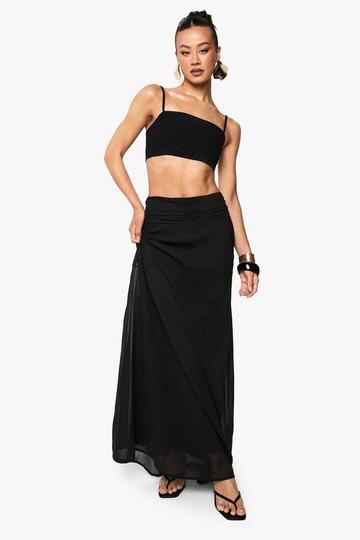 Tall Chiffon Maxi Rok Met Puddle Zoom black