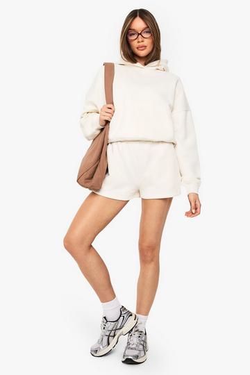 High Waist Sweatshort With Internal Drawcord ecru