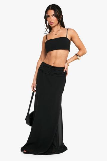 Petite Chiffon Puddle Hem Maxi Skirt black