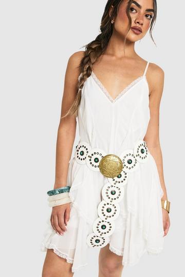 Western Gem Detail Disc Belt white
