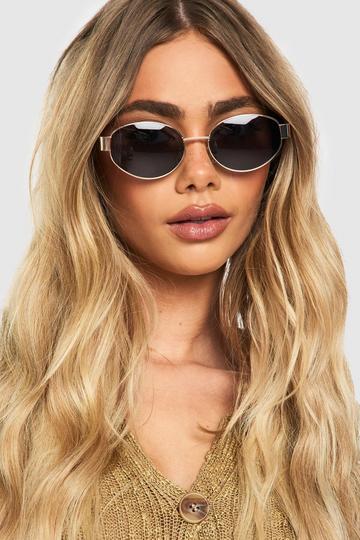 Black Retro Oval Shape Sunglasses black