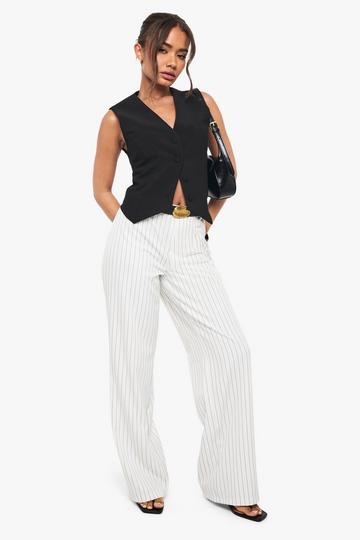 Pinstripe Tailored Slim Flare Trouser cream