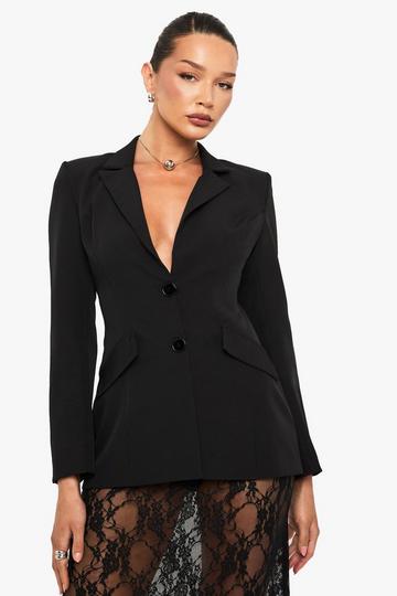 Blazer Met Schouderpads En Open Rug black