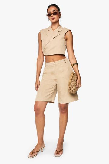 Linnen Look Bermuda Shorts mocha