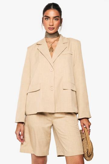 Marl Flare Sleeve Oversized Blazer mocha