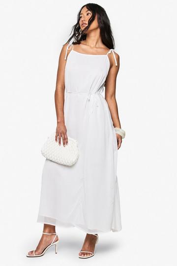 Tie Detail Chiffon Midaxi Dress ecru