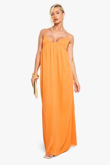 Chiffon Strappy Volume Maxi Dress orange
