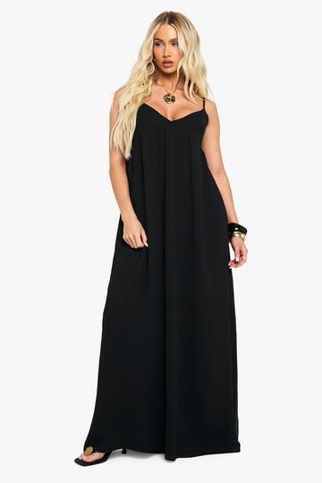 Chiffon Strappy Volume Maxi Dress black