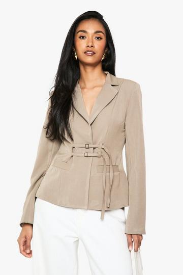 Buckle Detail Tailored Blazer taupe
