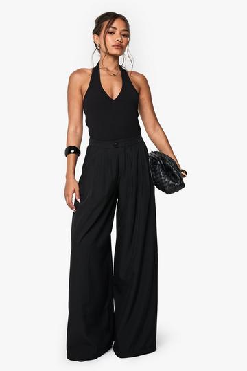 Extreme Wide Leg Pleated Tailored Trousers black