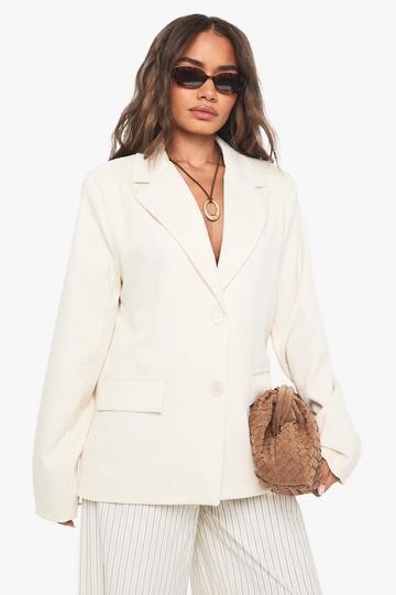 Blazer Met Textuur En Enkele Rij Knopen white