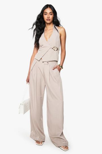 Hardware Detail Tailored Fluid Trousers taupe