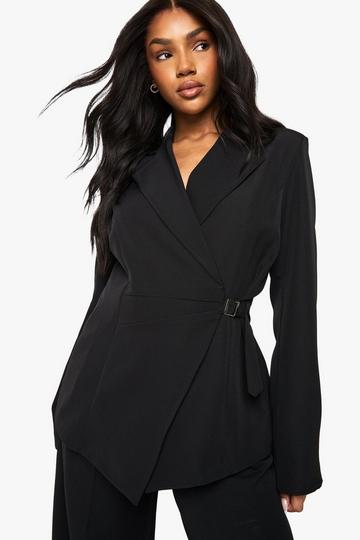 Asymmetric Front Tailored Blazer black