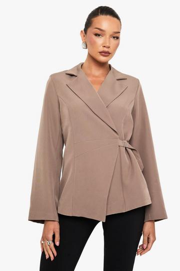 Asymmetric Front Tailored Blazer taupe