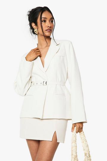 Belted Relaxed Fit Blazer ecru