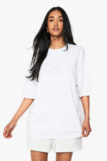Bridal 'Bride' Embroidered Oversized T-Shirt white