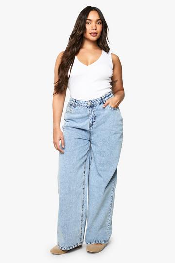 Light Brown Plus High Waist Bum Shaper Wide Leg Jean