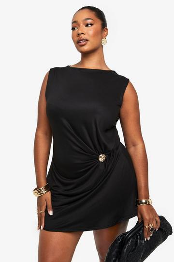 PLUS WRAP TWIST SLEEVLESS MINI black