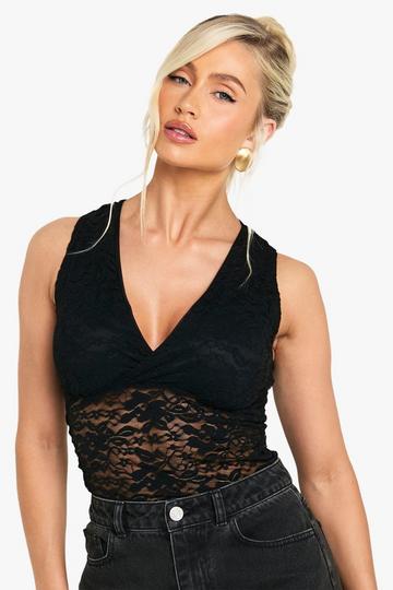 Lace Wrap Over Bodysuit black