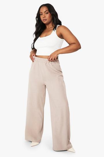 Plus Elasticated Waist Wide Leg Trouser mocha