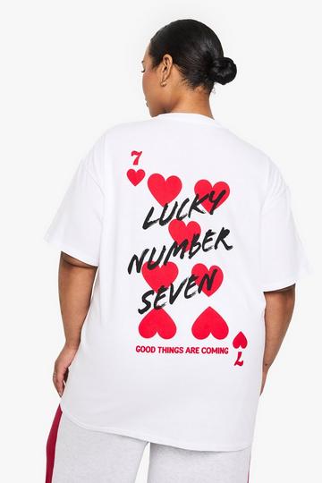 Plus Oversized Lucky Number Seven T-Shirt white