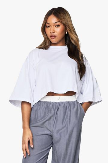 PLUS DROP SHOULDER OVERSIZED T-SHIRT white