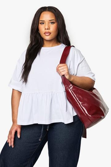 PLUS COTTON SMOCK TOP white